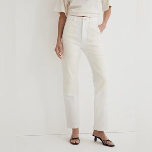 Madewell 90s Straight Jeans 33 NWT Two Tone Cream White High Rise